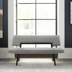 Channell Wood Dining Bench in Black Finish with Charcoal Fabric By Armen Living
