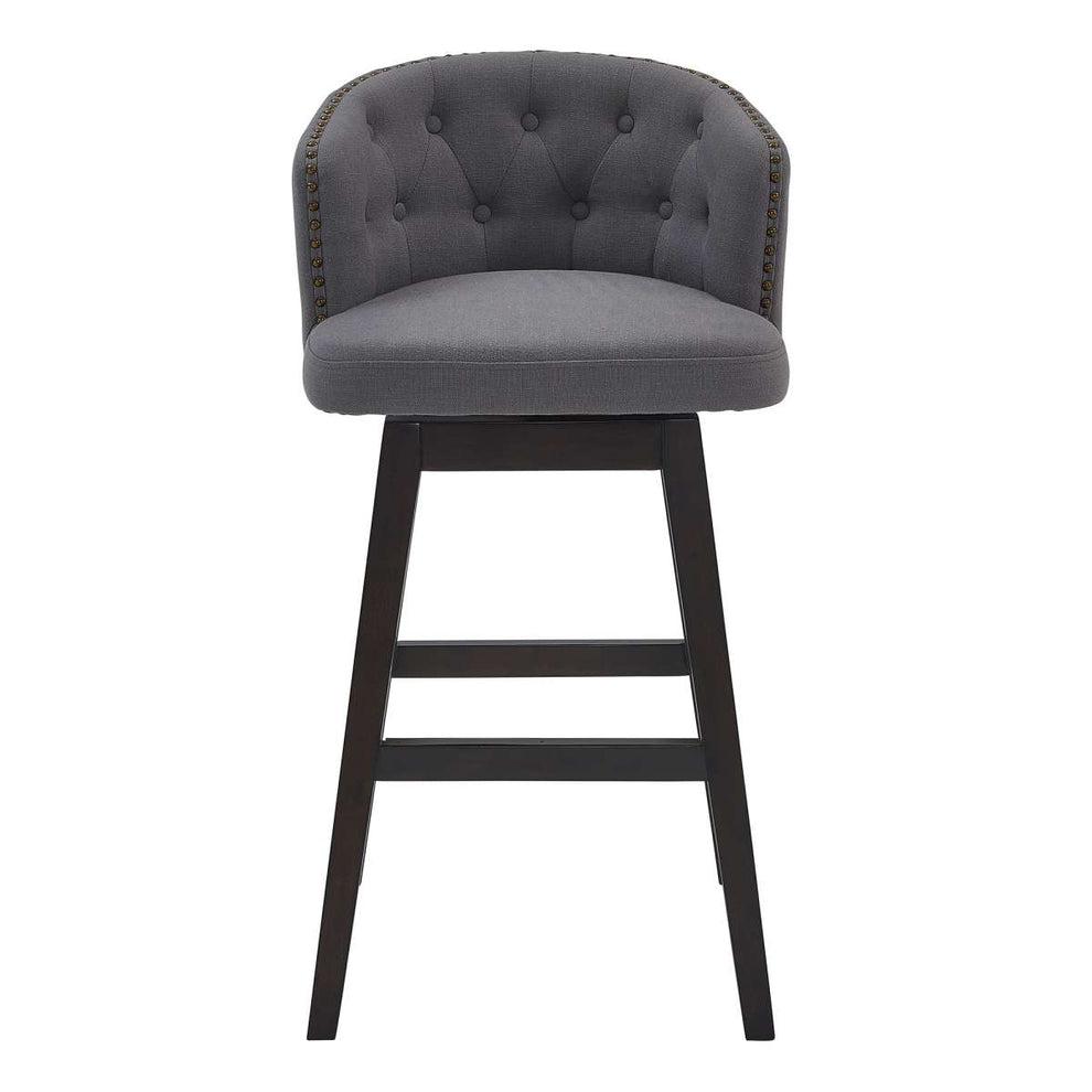 Celine 26" Counter Height Swivel Grey Fabric and Espresso Wood Bar Stool By Armen Living | Bar Stools |  Modishstore  - 4