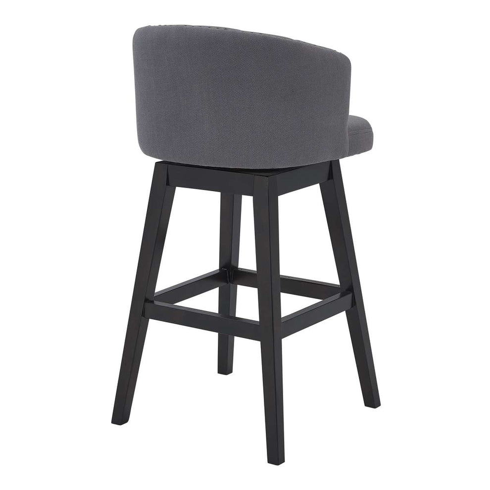 Celine 26" Counter Height Swivel Grey Fabric and Espresso Wood Bar Stool By Armen Living | Bar Stools |  Modishstore  - 5