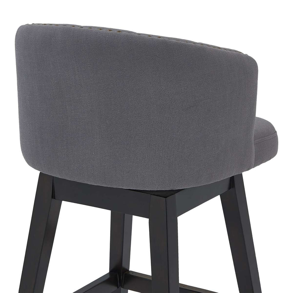 Celine 26" Counter Height Swivel Grey Fabric and Espresso Wood Bar Stool By Armen Living | Bar Stools |  Modishstore  - 7
