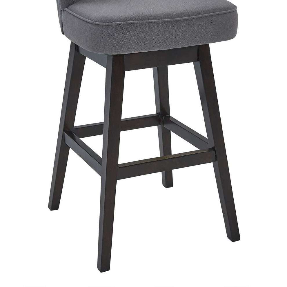 Celine 26" Counter Height Swivel Grey Fabric and Espresso Wood Bar Stool By Armen Living | Bar Stools |  Modishstore  - 8