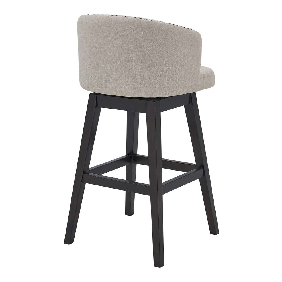 Celine 30" Bar Height Swivel Tan Fabric and Espresso Wood Bar Stool By Armen Living | Bar Stools |  Modishstore  - 8