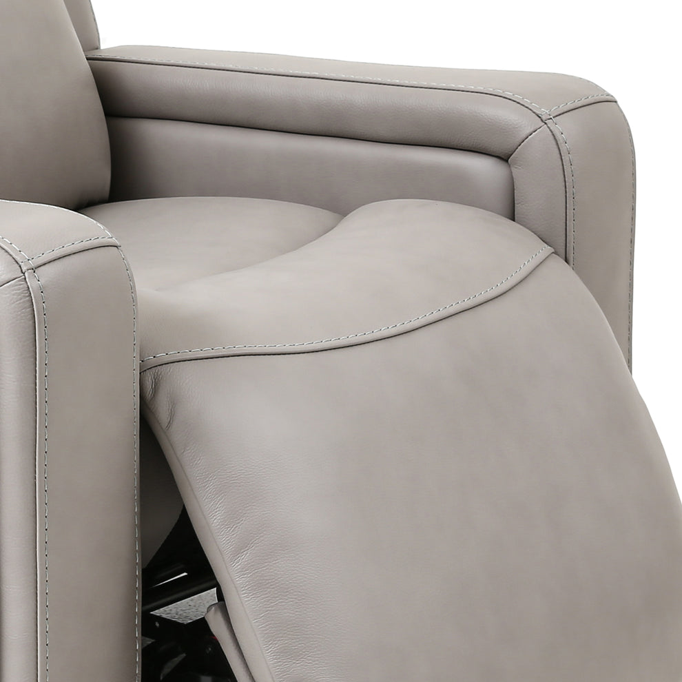 Claude Dual Power Headrest and Lumbar Support Recliner Chair in Light Grey Genuine Leather By Armen Living | Chairs & Recliners | Modishstore - 7