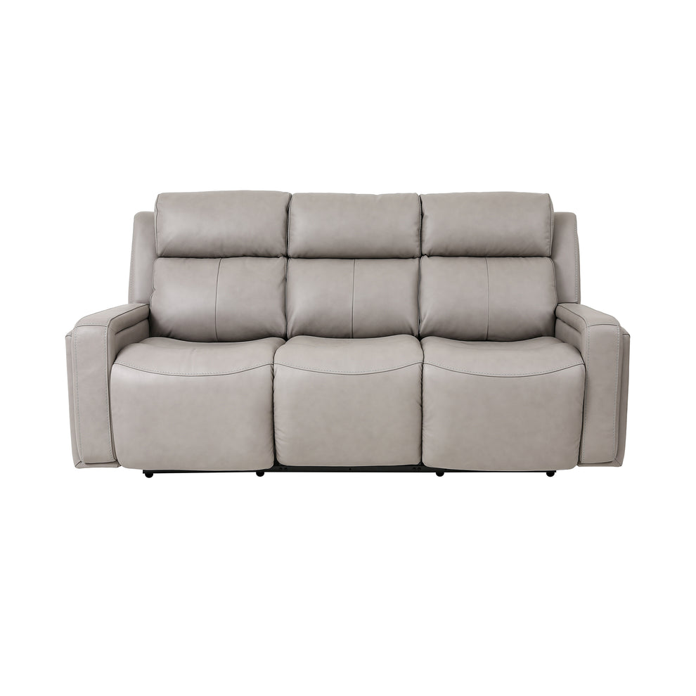 Claude Dual Power Headrest and Lumbar Support Reclining Sofa in Light Grey Genuine Leather By Armen Living | Sofas | Modishstore - 2
