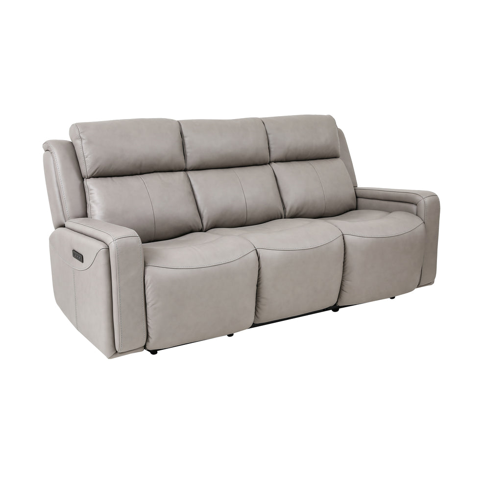Claude Dual Power Headrest and Lumbar Support Reclining Sofa in Light Grey Genuine Leather By Armen Living | Sofas | Modishstore - 4