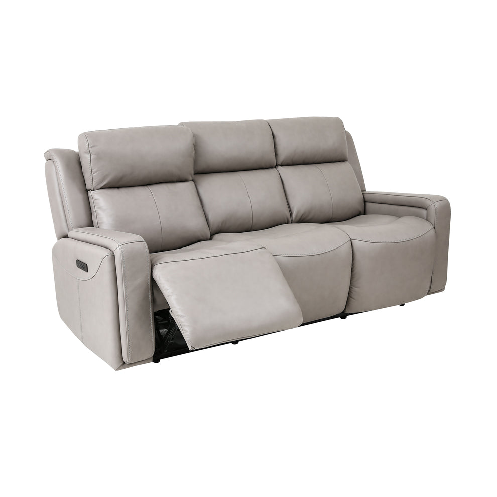 Claude Dual Power Headrest and Lumbar Support Reclining Sofa in Light Grey Genuine Leather By Armen Living | Sofas | Modishstore - 5