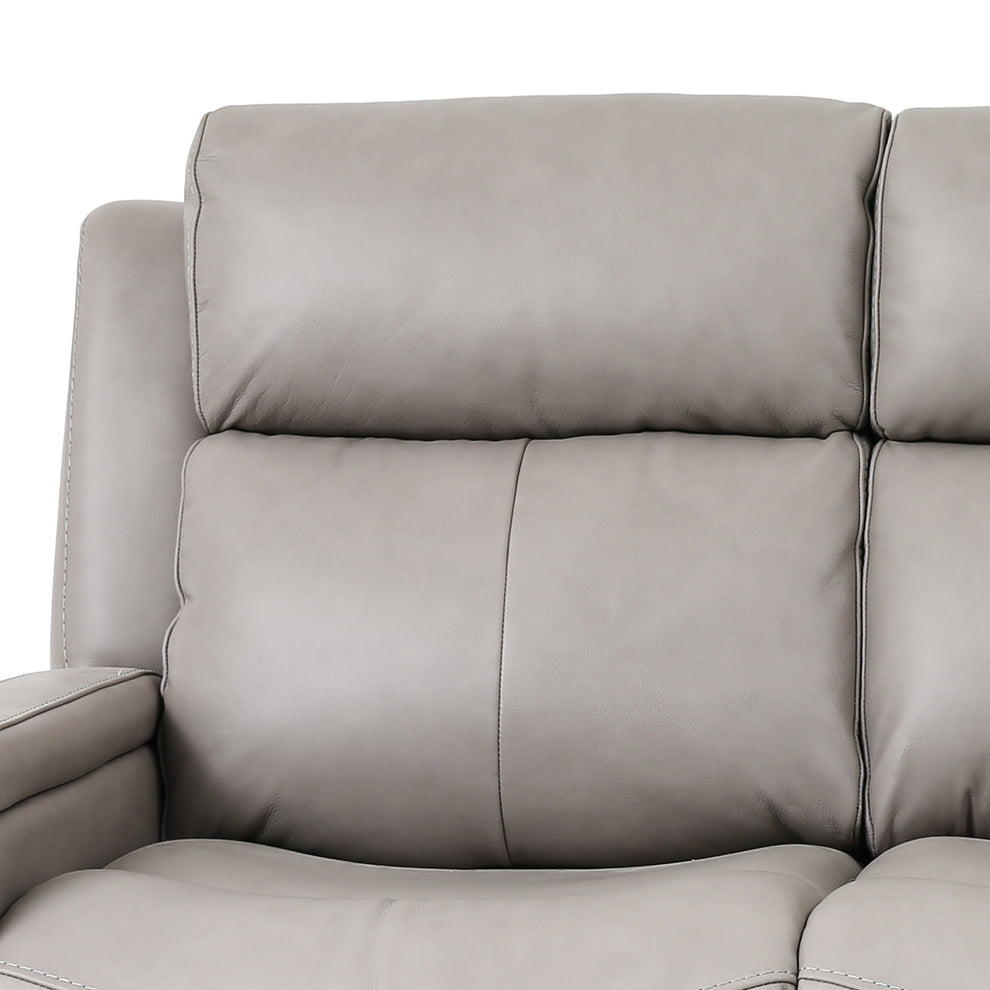 Claude Dual Power Headrest and Lumbar Support Reclining Sofa in Light Grey Genuine Leather By Armen Living | Sofas | Modishstore - 6