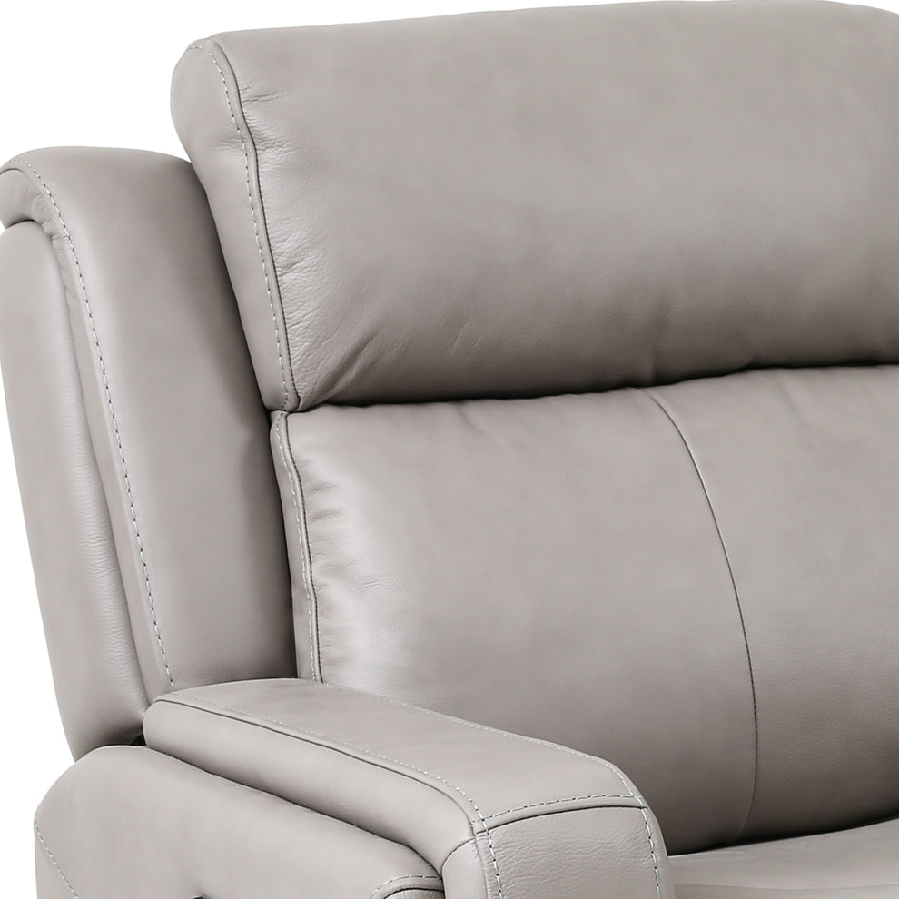 Claude Dual Power Headrest and Lumbar Support Reclining Sofa in Light Grey Genuine Leather By Armen Living | Sofas | Modishstore - 7
