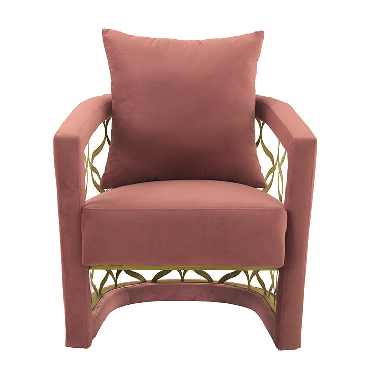 Corelli Blush Fabric Upholstered Accent Chair with Brushed Gold Legs By Armen Living | Accent Chairs |  Modishstore  - 3