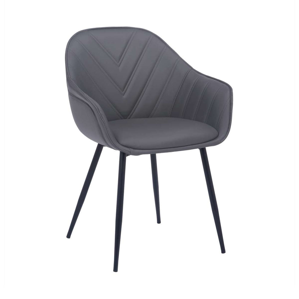 Clover Grey Faux Leather Dining Room Chair with Black Metal Legs By Armen Living | Side Chairs | Modishstore - 2