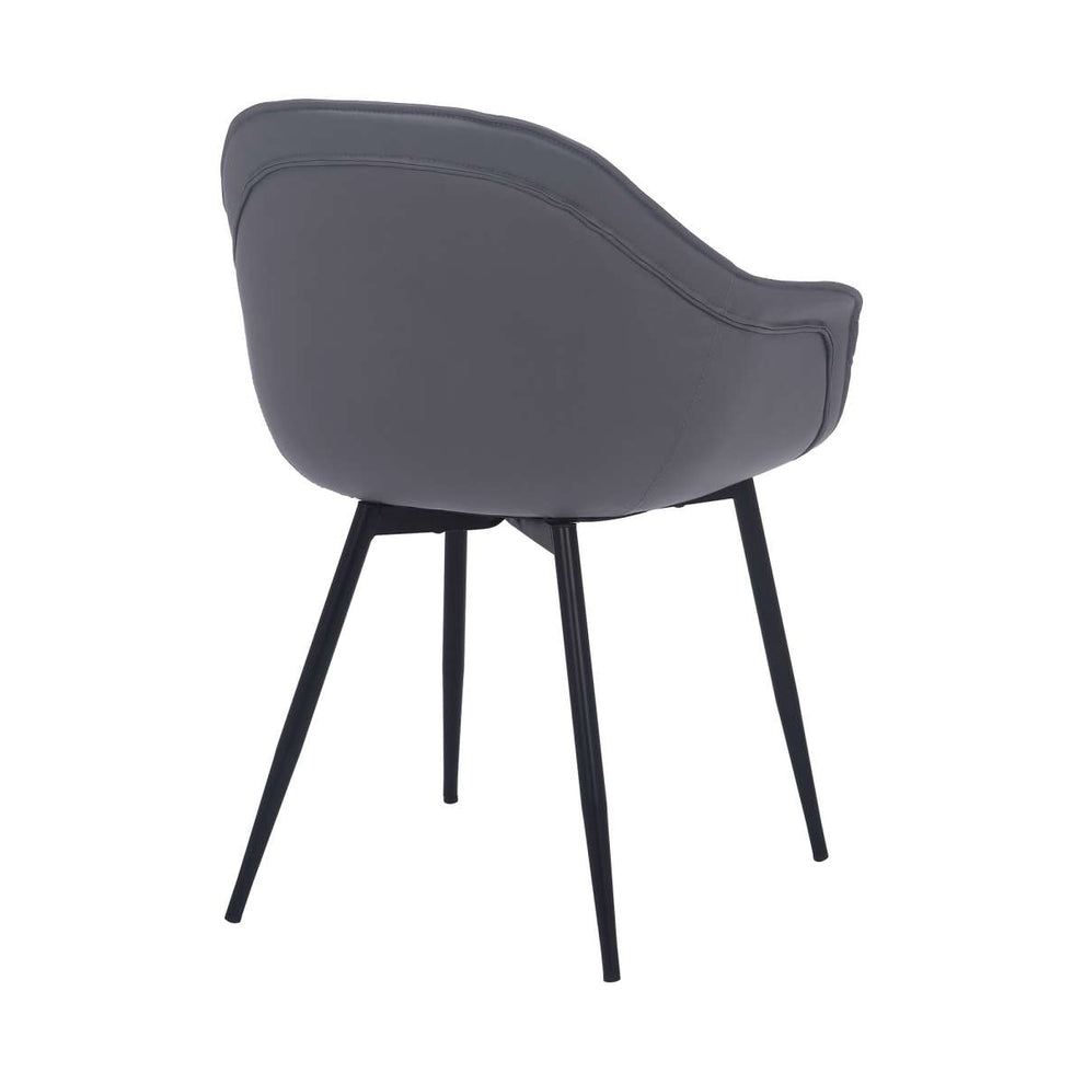 Clover Grey Faux Leather Dining Room Chair with Black Metal Legs By Armen Living | Side Chairs | Modishstore - 4