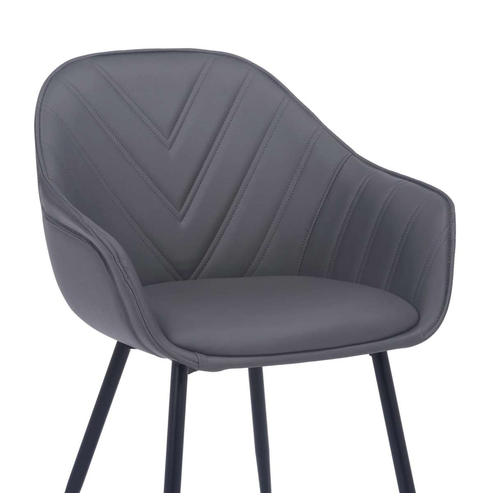 Clover Grey Faux Leather Dining Room Chair with Black Metal Legs By Armen Living | Side Chairs | Modishstore - 6