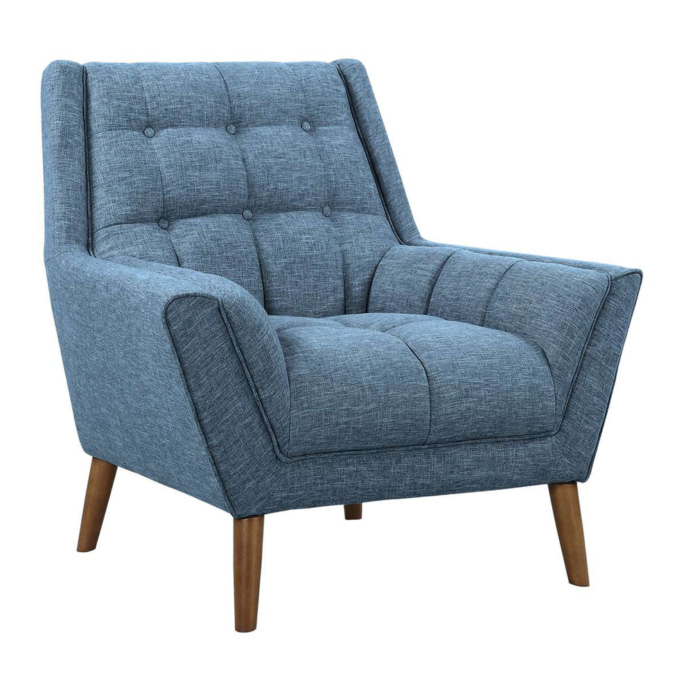 Cobra Mid-Century Modern Chair in Blue Linen and Walnut Legs By Armen Living | Lounge Chairs | Modishstore - 2