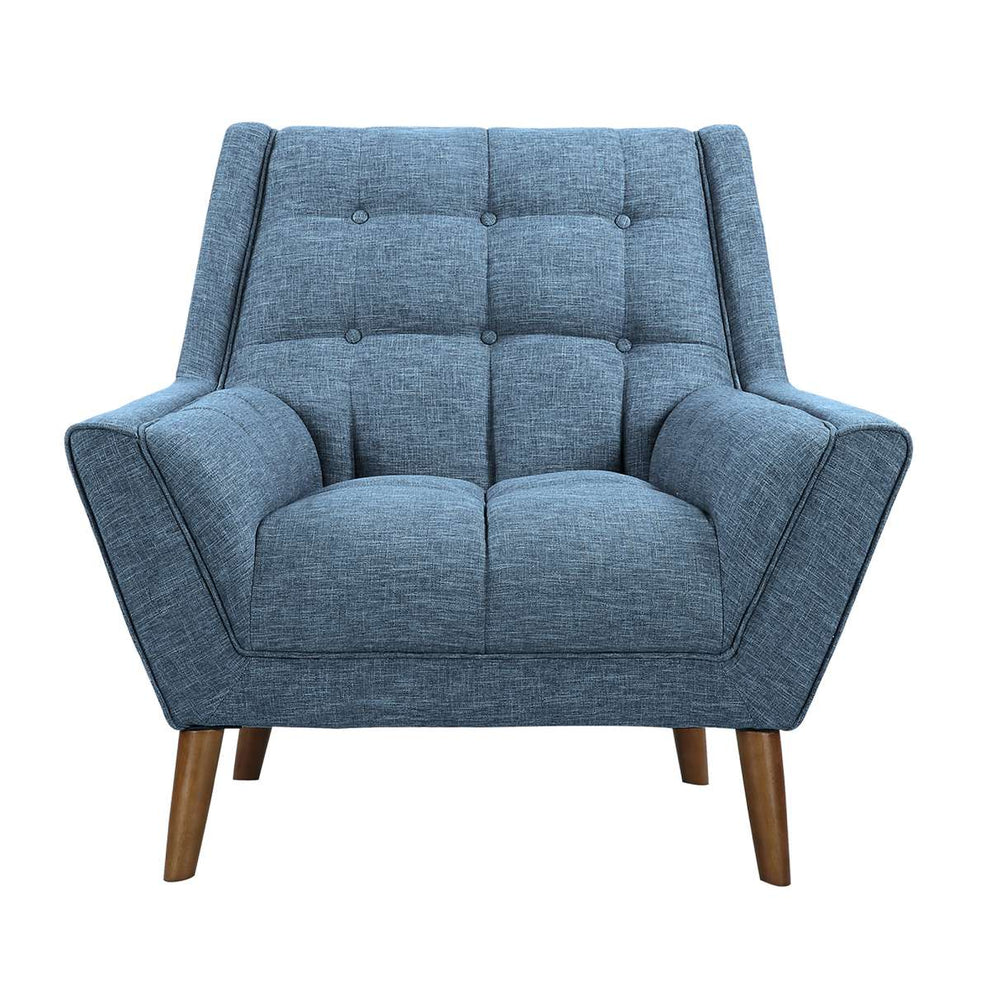 Cobra Mid-Century Modern Chair in Blue Linen and Walnut Legs By Armen Living | Lounge Chairs | Modishstore - 3
