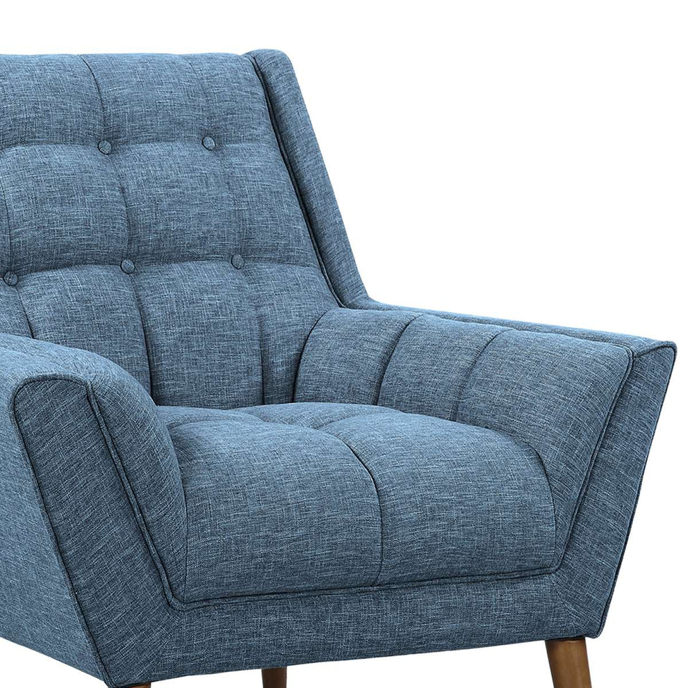 Cobra Mid-Century Modern Chair in Blue Linen and Walnut Legs By Armen Living | Lounge Chairs | Modishstore - 4
