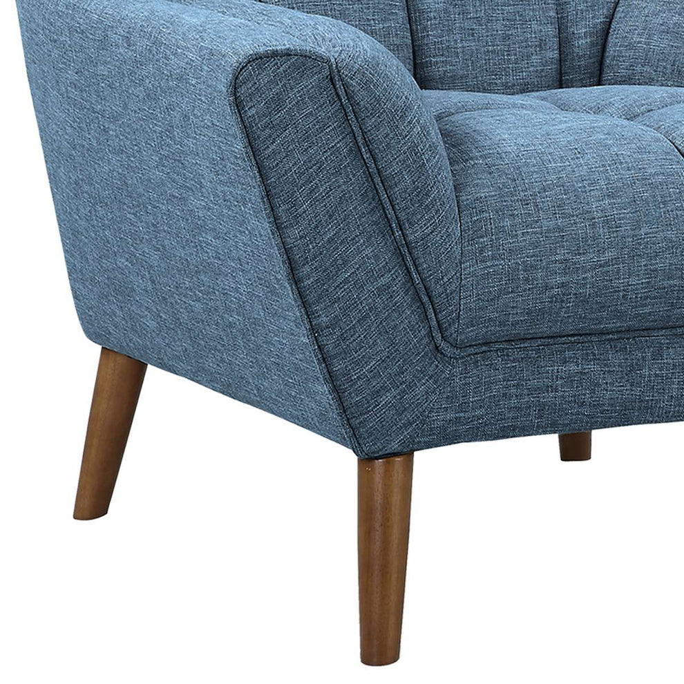 Cobra Mid-Century Modern Chair in Blue Linen and Walnut Legs By Armen Living | Lounge Chairs | Modishstore - 5