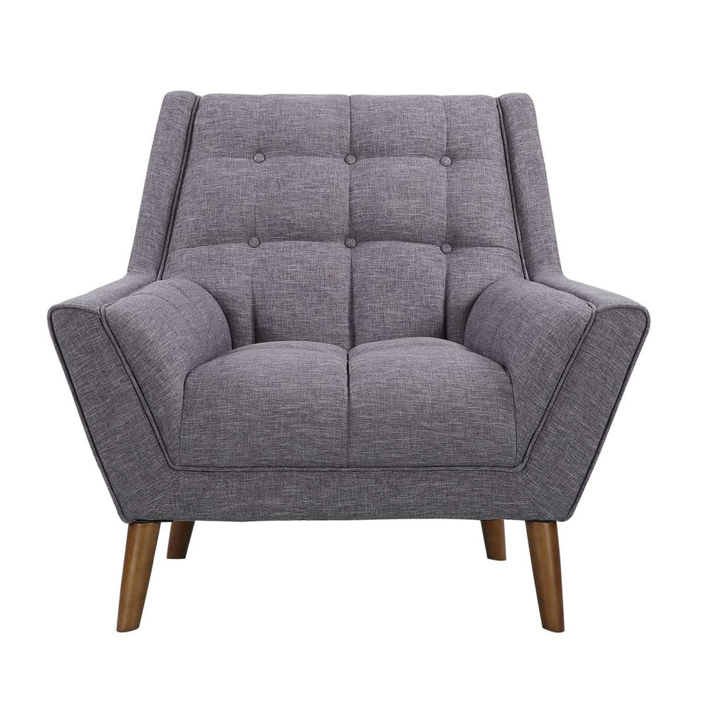Cobra Mid-Century Modern Chair in Blue Linen and Walnut Legs By Armen Living | Lounge Chairs | Modishstore - 8