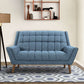 Cobra Mid-Century Modern Loveseat in Blue Linen and Walnut Legs By Armen Living | Loveseats | Modishstore