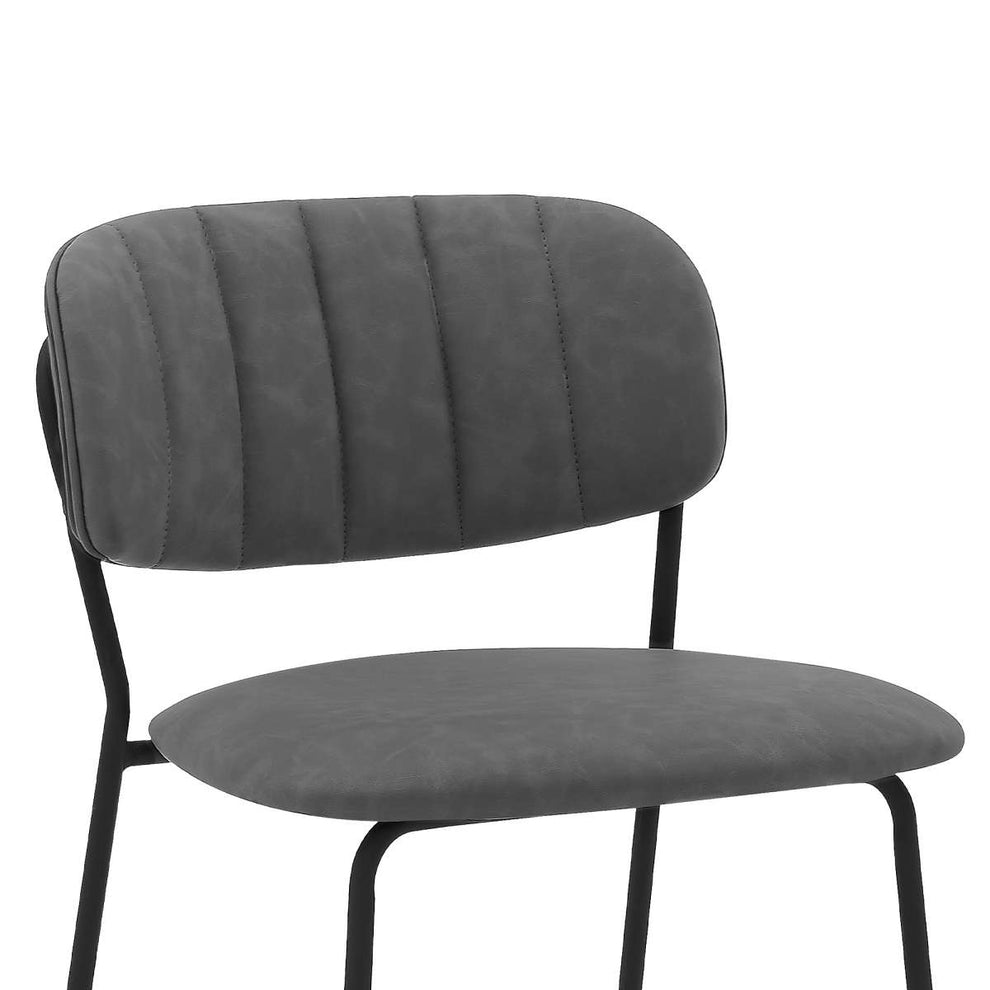 Carlo 26" Gray Faux Leather and Black Metal Counter Height Bar Stool By Armen Living | Bar Stools |  Modishstore  - 5