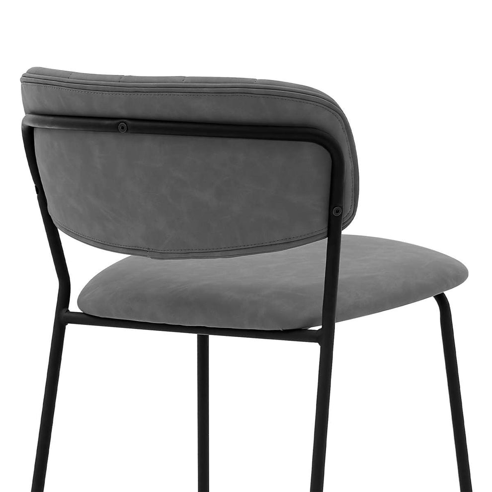 Carlo 26" Gray Faux Leather and Black Metal Counter Height Bar Stool By Armen Living | Bar Stools |  Modishstore  - 6