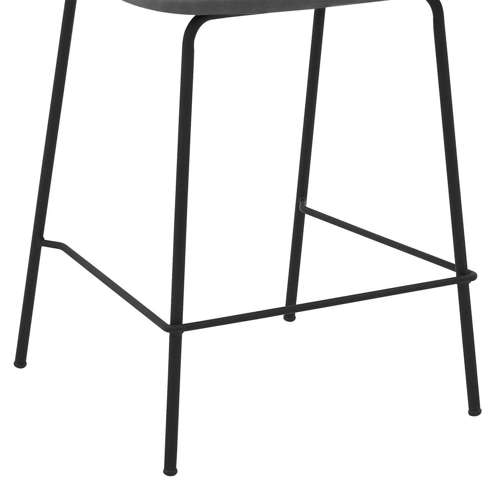 Carlo 26" Gray Faux Leather and Black Metal Counter Height Bar Stool By Armen Living | Bar Stools |  Modishstore  - 7