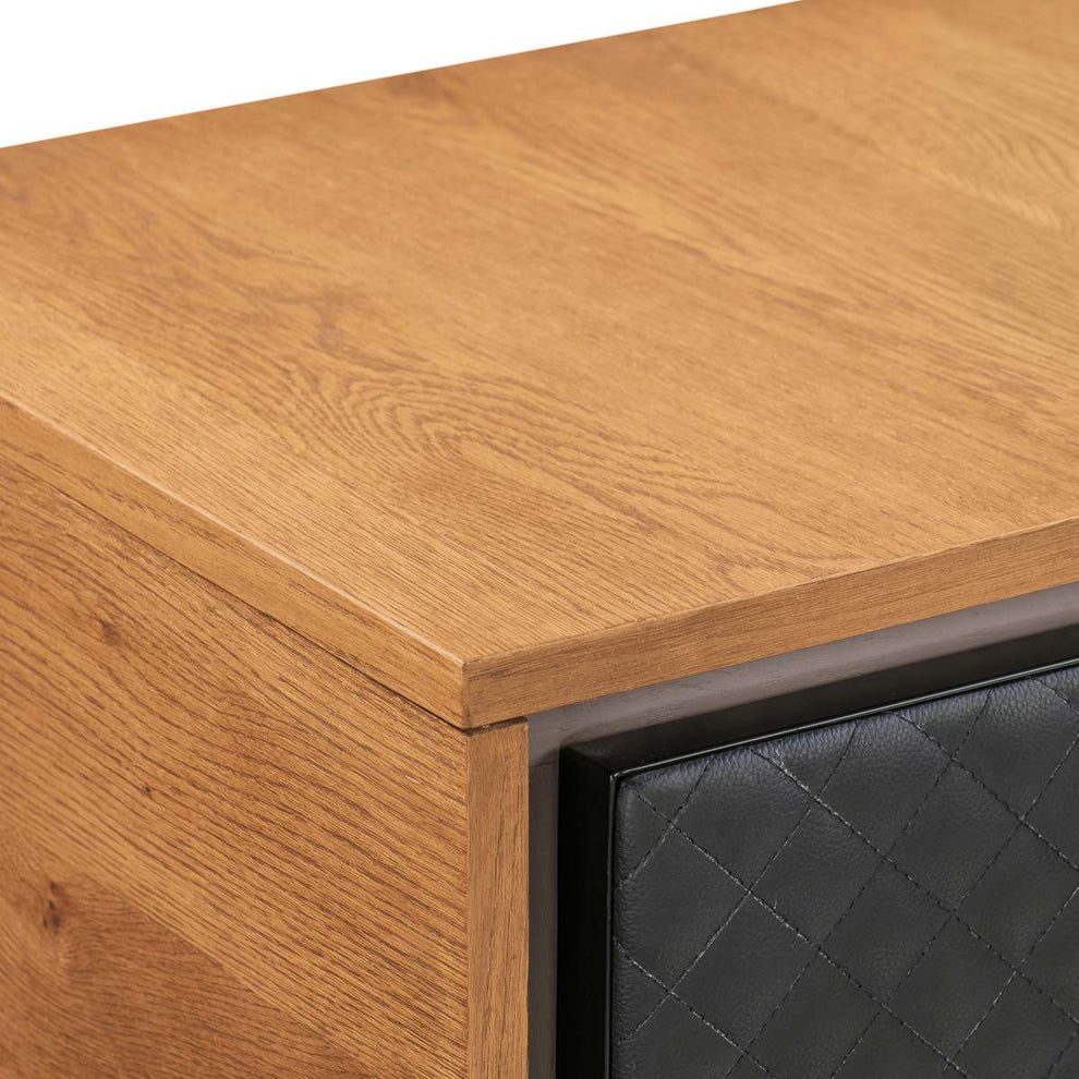 Coco Rustic Oak Wood and Faux Leather Sideboard Cabinets By Armen Living | Cabinets |  Modishstore  - 6