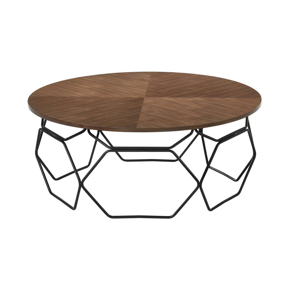 Cosmo Walnut Veneer Coffee Table with Black Metal Base By Armen Living | Coffee Tables |  Modishstore  - 5