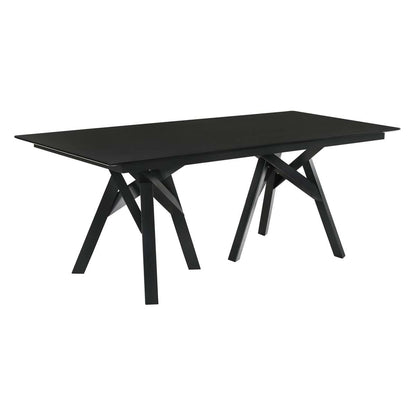 Cortina 79" Mid-Century Modern Black Wood Dining Table with Black Legs By Armen Living | Dining Tables | Modishstore - 2
