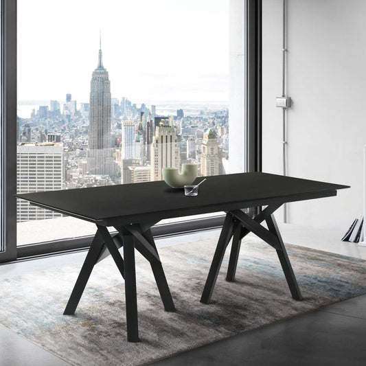 Cortina 79" Mid-Century Modern Black Wood Dining Table with Black Legs By Armen Living | Dining Tables | Modishstore