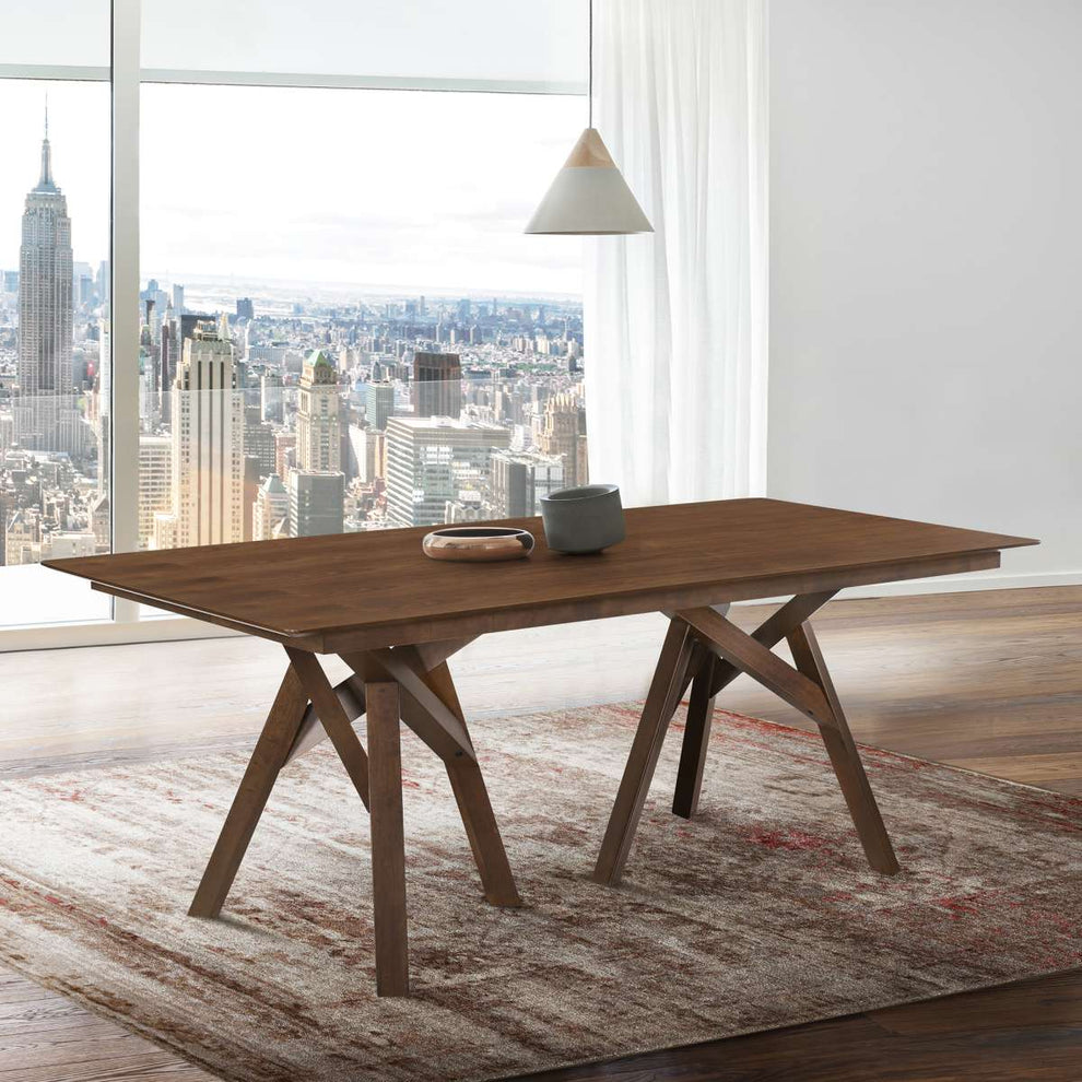 Cortina 79" Mid-Century Modern Black Wood Dining Table with Black Legs By Armen Living | Dining Tables | Modishstore - 6