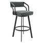 Capri 26" Swivel Modern Black Metal and Slate Gray Faux Leather Bar and Counter Stool By Armen Living | Counter Stools | Modishstore - 2