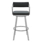 Capri 26" Swivel Modern Metal and Slate Gray Faux Leather Bar and Counter Stool By Armen Living | Counter Stools | Modishstore - 3