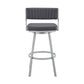 Capri 30" Swivel Slate Grey Faux Leather and Silver Metal Bar Stool By Armen Living | Bar Stools | Modishstore - 6