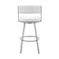 Capri 26" Swivel White Faux Leather and Silver Metal Bar Stool By Armen Living | Bar Stools | Modishstore - 6