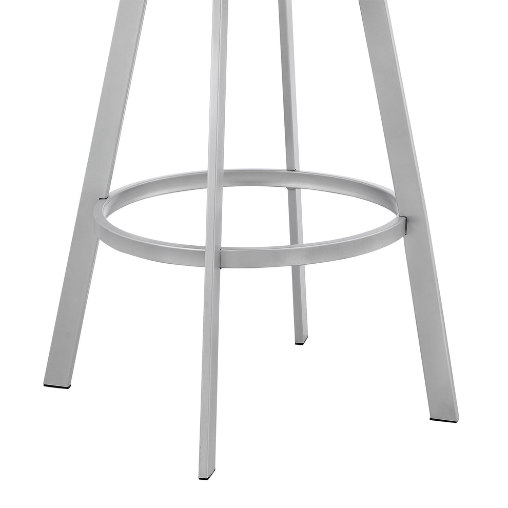 Capri 30" Swivel White Faux Leather and Silver Metal Bar Stool By Armen Living | Bar Stools | Modishstore - 8