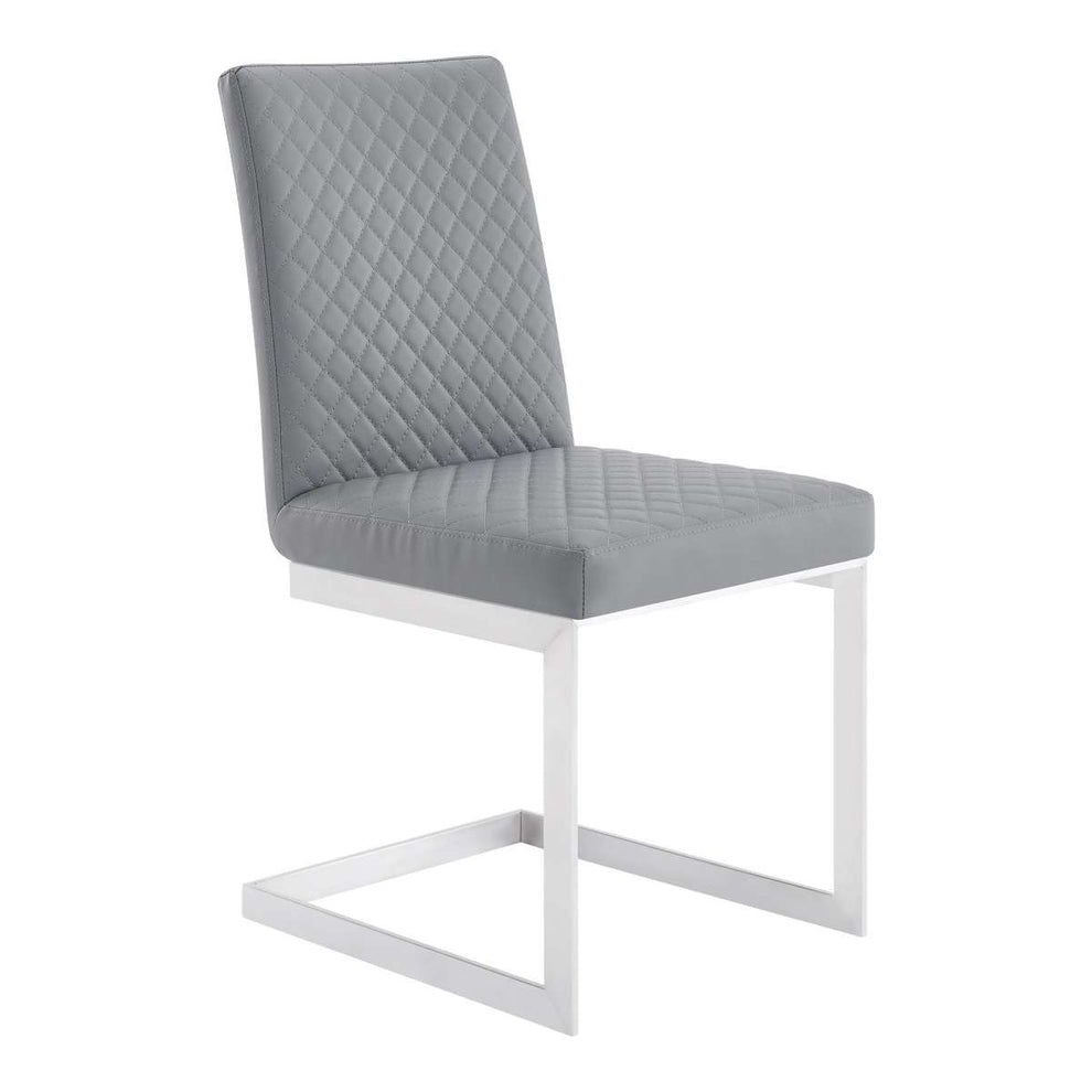 Copen Contemporary Dining Chair in Brushed Stainless Steel and Gray Faux Leather - Set of 2 By Armen Living | Dining Chairs | Modishstore - 2