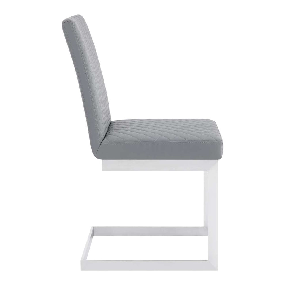 Copen Contemporary Dining Chair in Brushed Stainless Steel and Gray Faux Leather - Set of 2 By Armen Living | Dining Chairs | Modishstore - 3