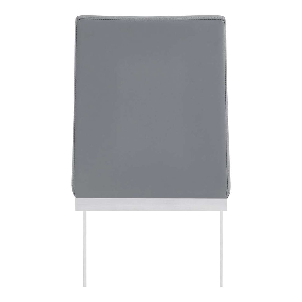 Copen Contemporary Dining Chair in Brushed Stainless Steel and Gray Faux Leather - Set of 2 By Armen Living | Dining Chairs | Modishstore - 4