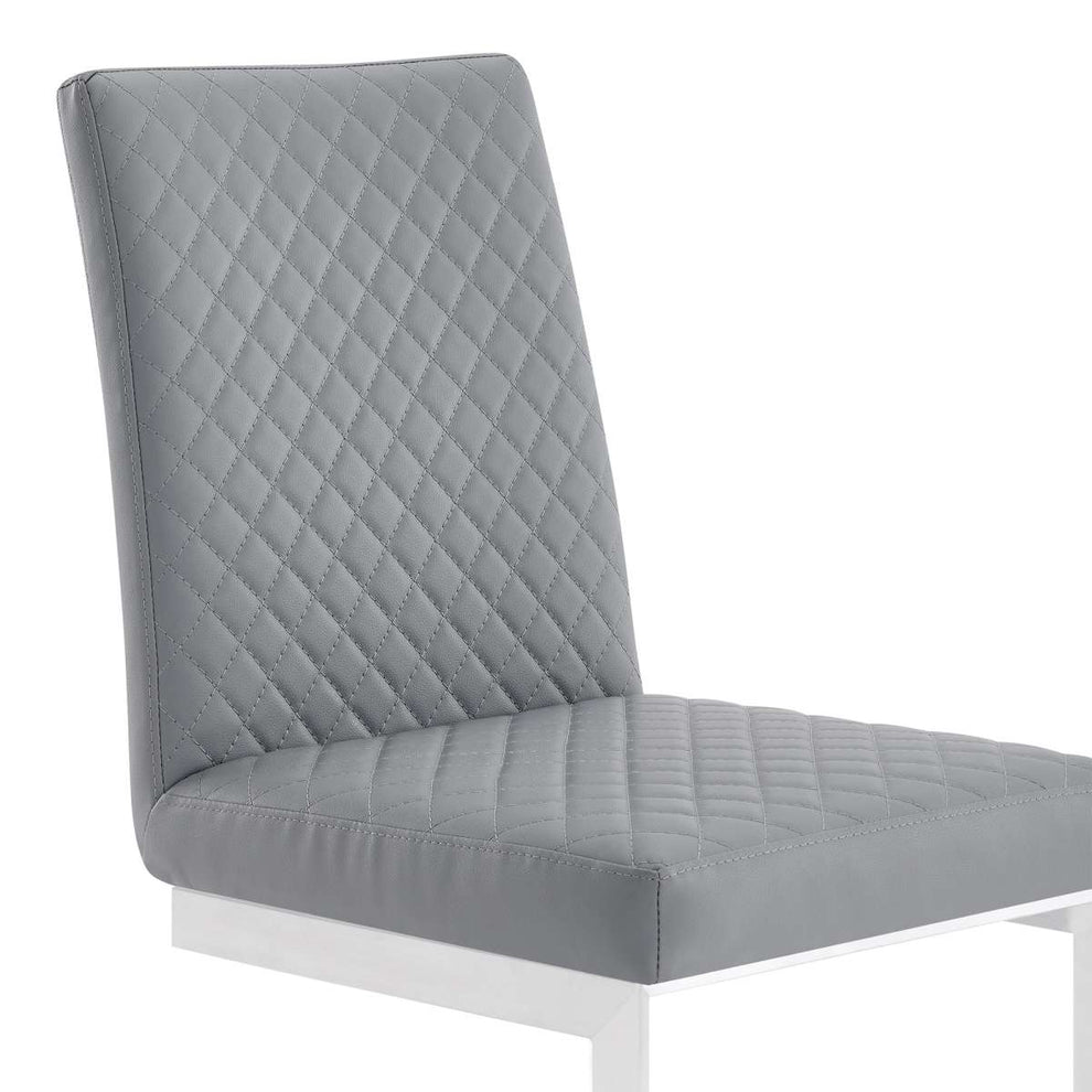 Copen Contemporary Dining Chair in Brushed Stainless Steel and Gray Faux Leather - Set of 2 By Armen Living | Dining Chairs | Modishstore - 5