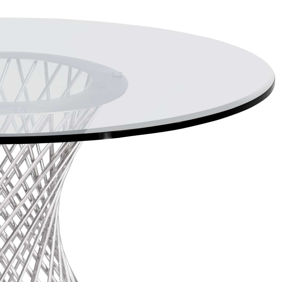 Calypso Contemporary Dining Table in Brushed Stainless Steel with Clear Tempered Glass Top By Armen Living | Dining Tables |  Modishstore  - 3