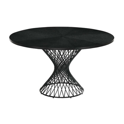 Cirque 54" Round Black Wood and Metal Pedestal Dining Table By Armen Living | Dining Tables | Modishstore