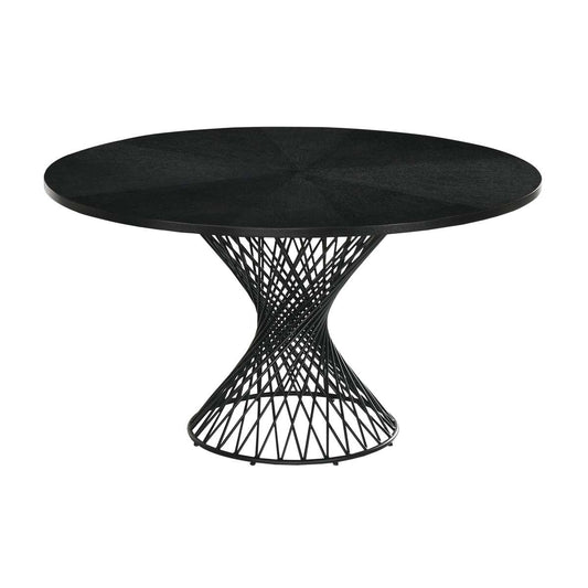 Cirque 54" Round Black Wood and Metal Pedestal Dining Table By Armen Living | Dining Tables | Modishstore