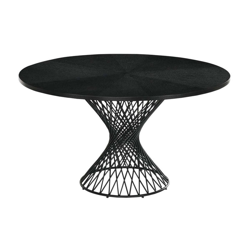 Cirque 54" Round Black Wood and Metal Pedestal Dining Table By Armen Living | Dining Tables | Modishstore