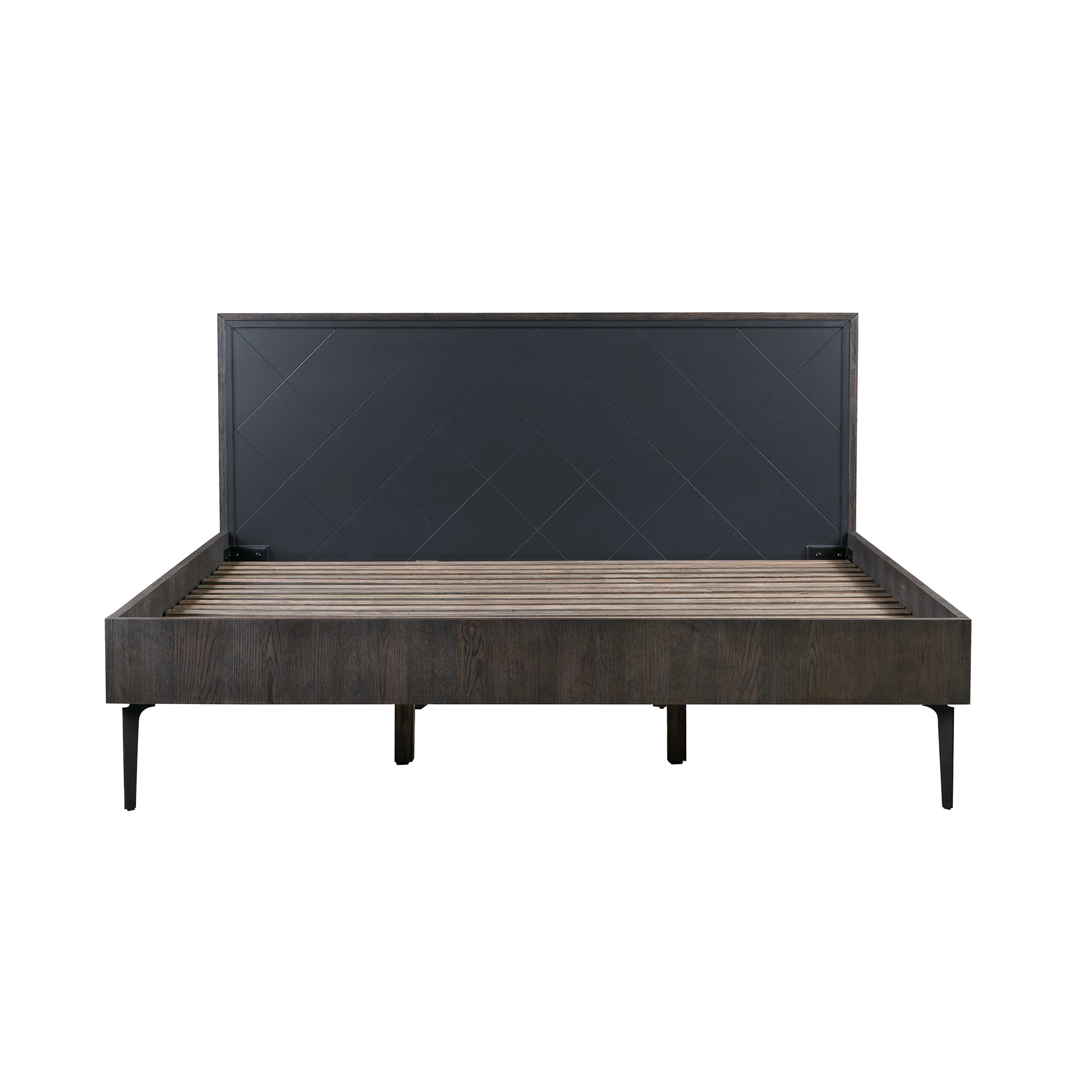Cross Solid Oak and Metal King Platform Bed Frame By Armen Living | Beds | Modishstore - 2