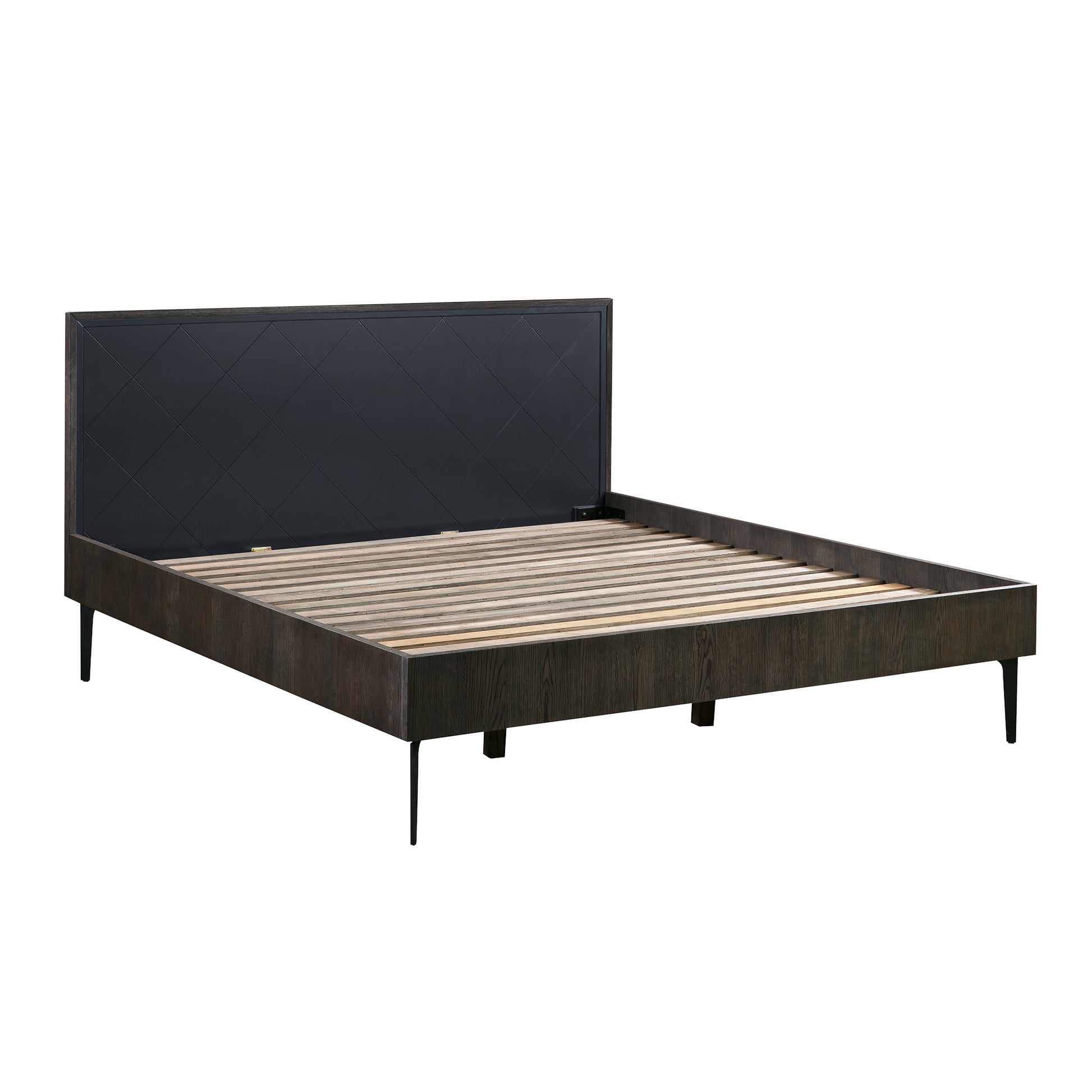 Cross Solid Oak and Metal King Platform Bed Frame By Armen Living | Beds | Modishstore - 4