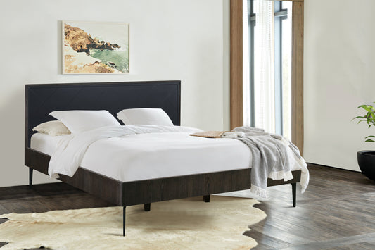 Cross Solid Oak and Metal King Platform Bed Frame By Armen Living | Beds | Modishstore
