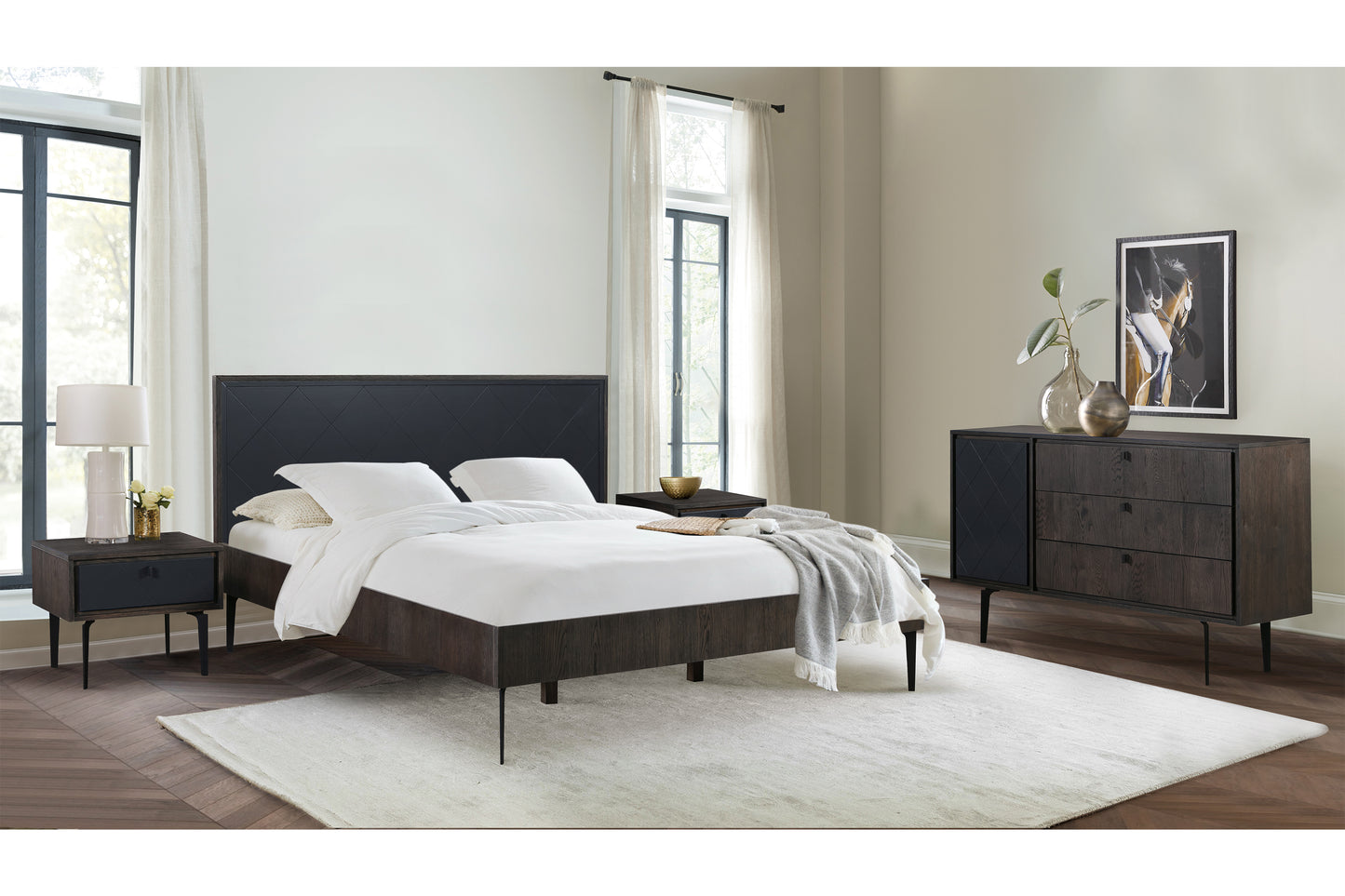 Cross Solid Oak and Metal King Platform Bed Frame By Armen Living | Beds | Modishstore - 3
