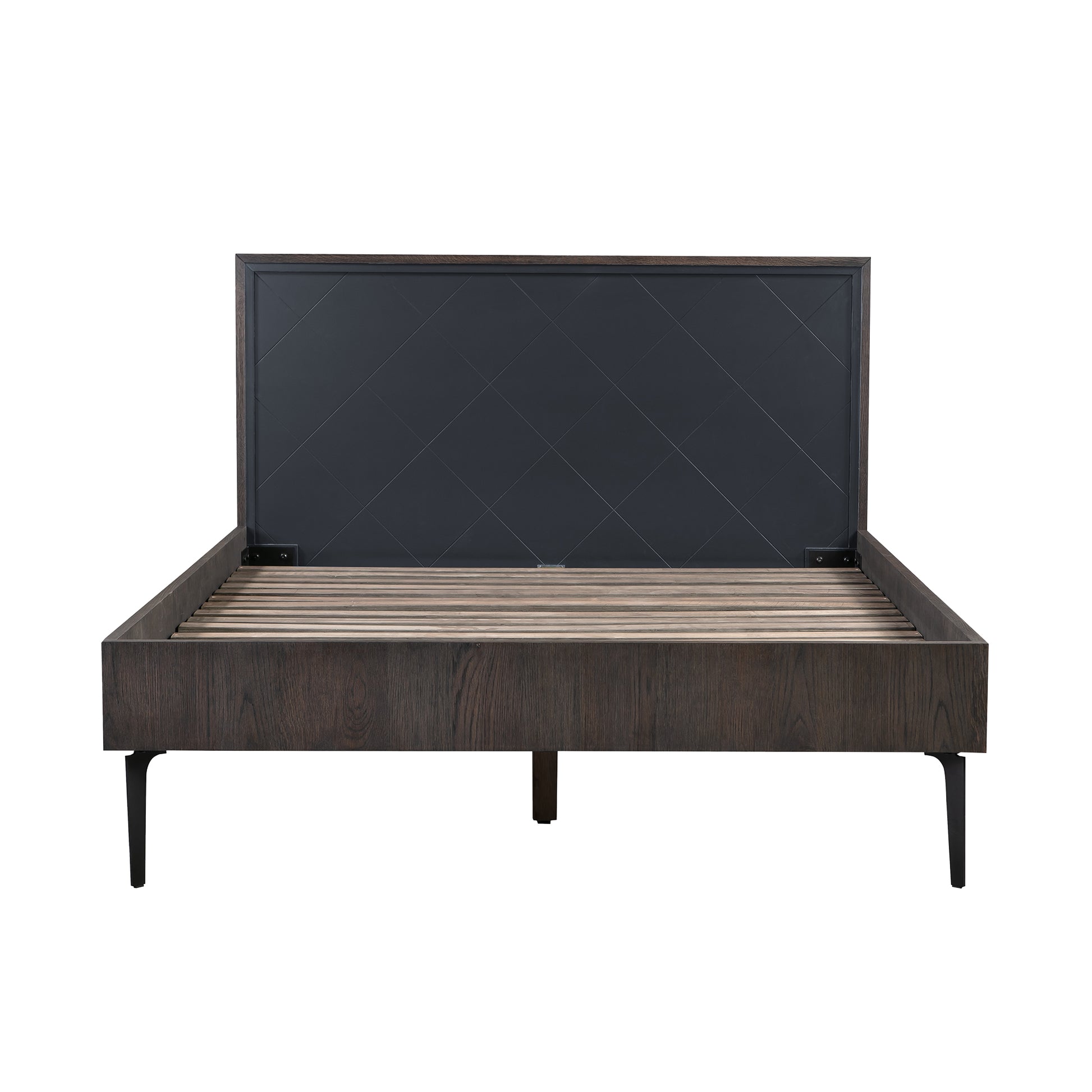 Cross Solid Oak and Metal Queen Platform Bed Frame By Armen Living | Beds | Modishstore - 2