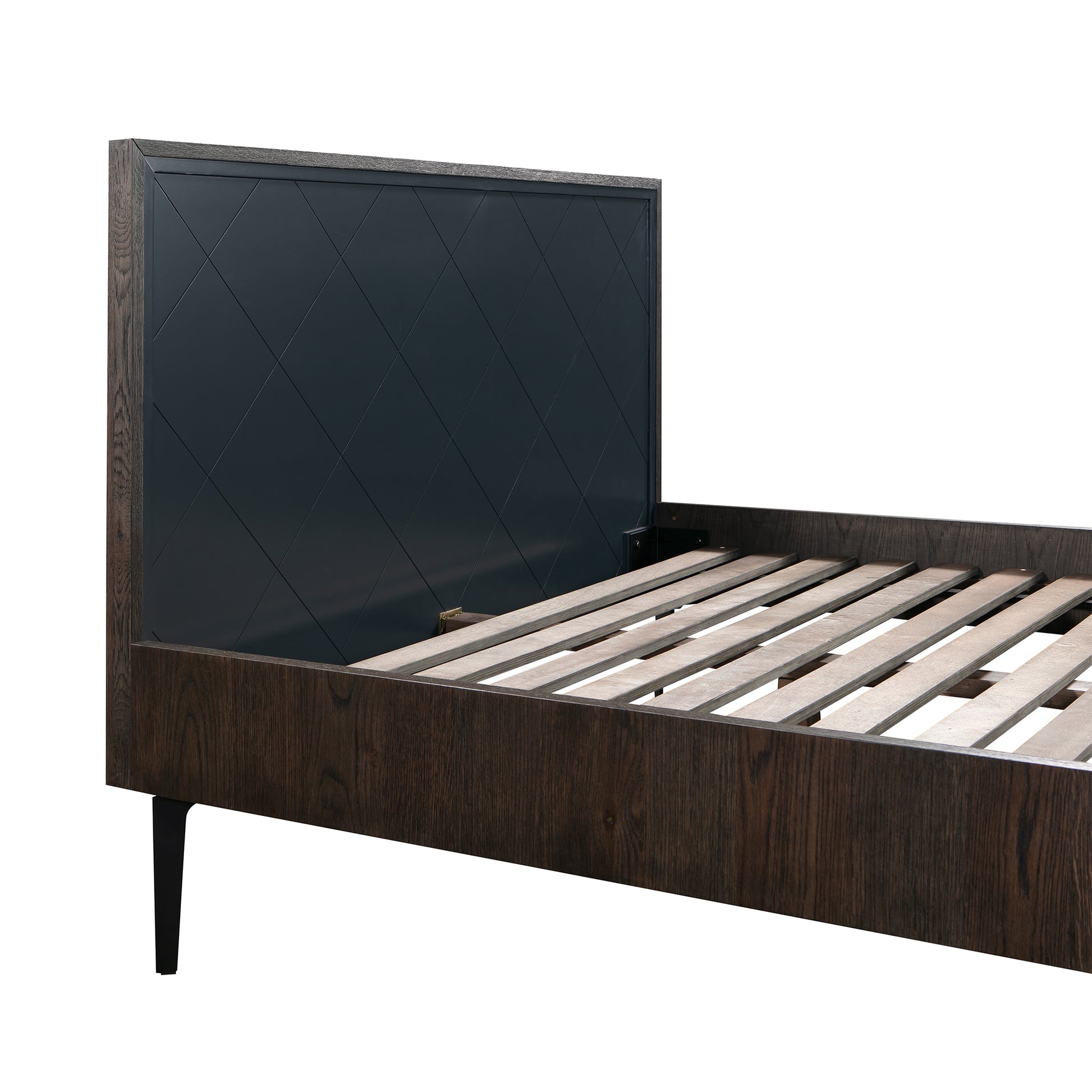 Cross Solid Oak and Metal Queen Platform Bed Frame By Armen Living | Beds | Modishstore - 5