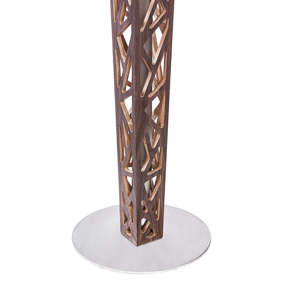 Crystal Bar Table with Walnut Veneer column and Brushed Stainless Steel finish with Clear Tempered Glass Top By Armen Living | Bar Tables |  Modishstore  - 5